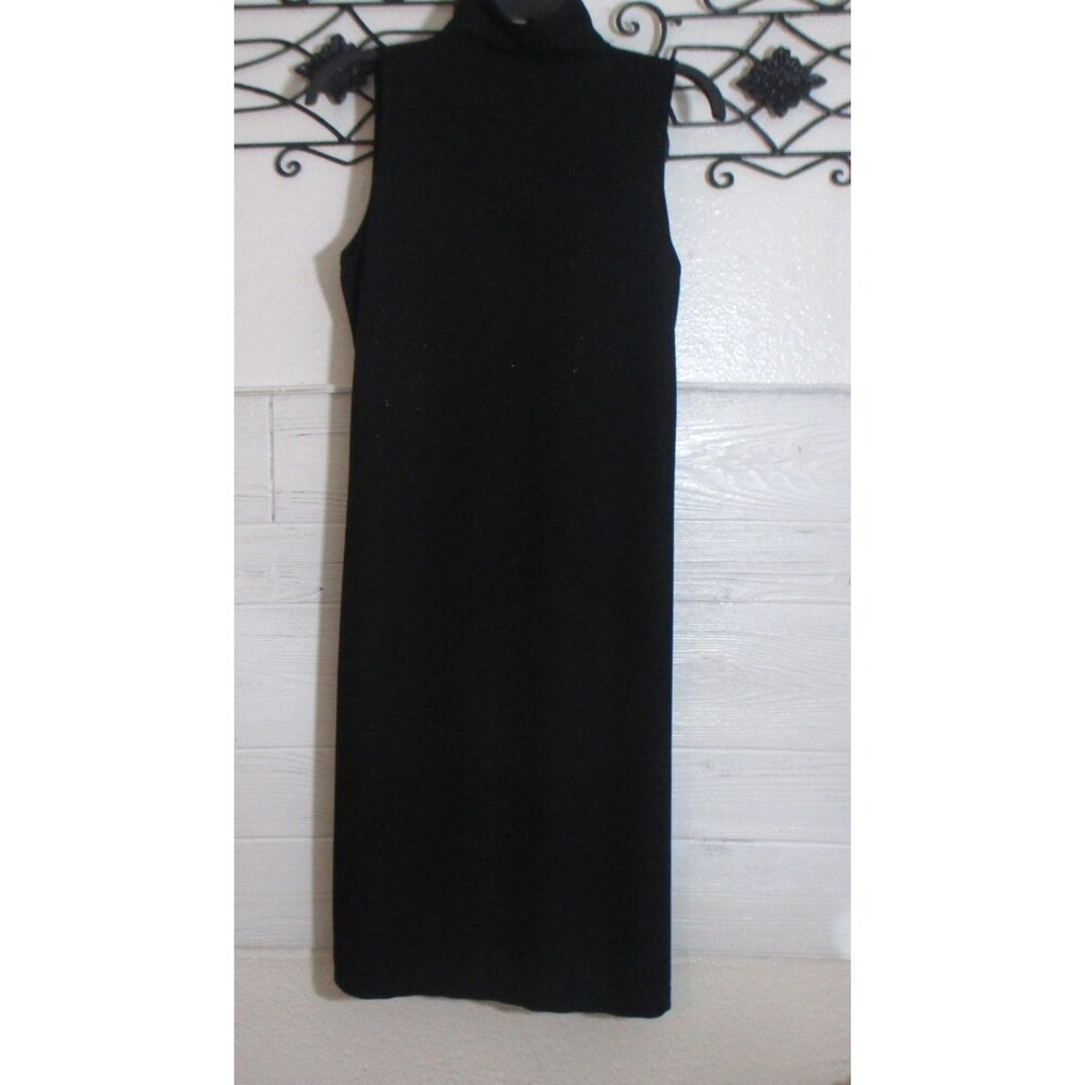 DKNY Midi Knit Dress Women's Size S Black Sleeveless High Neck